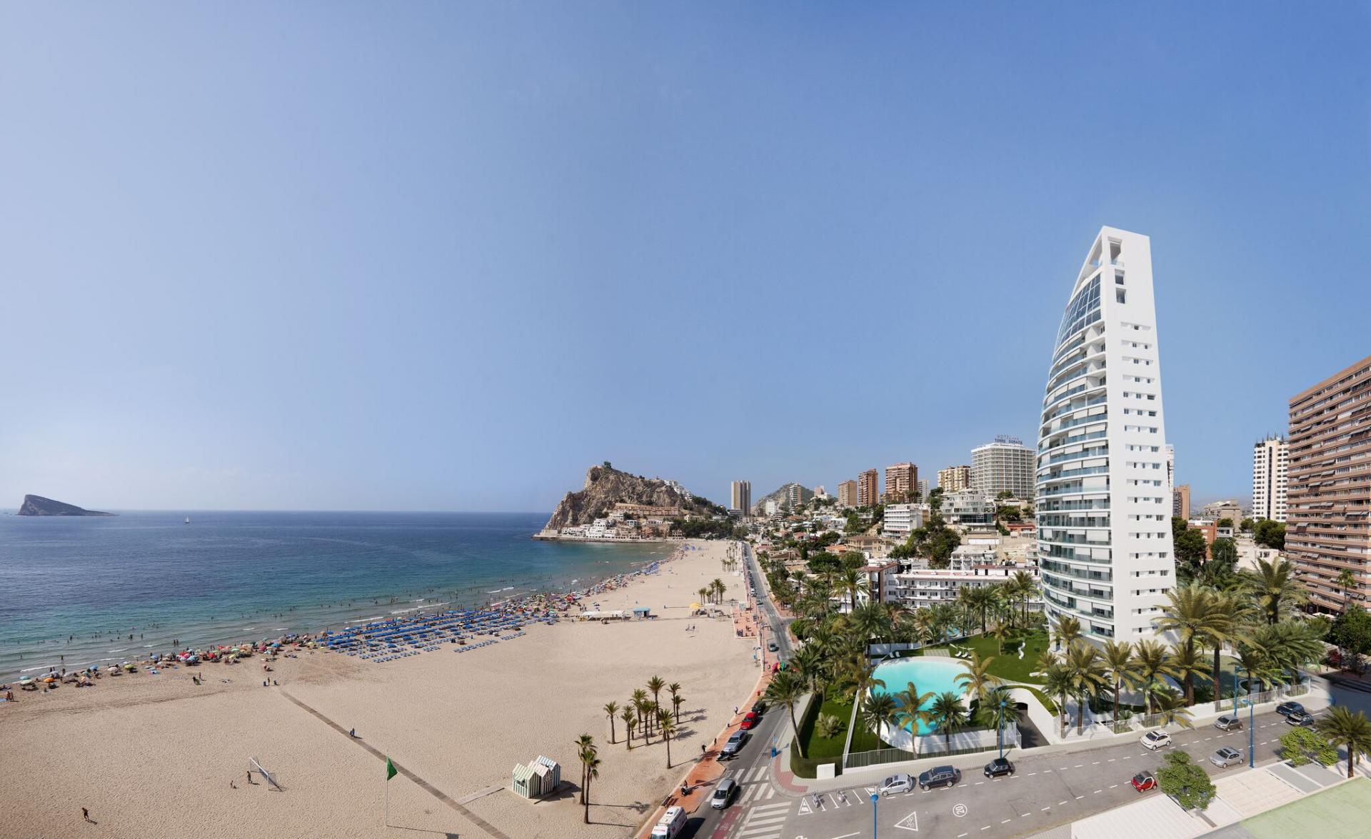 Luxusapartment mit geräumiger Terrasse in erster Strandlinie von Benidorm in Medvilla Spanje